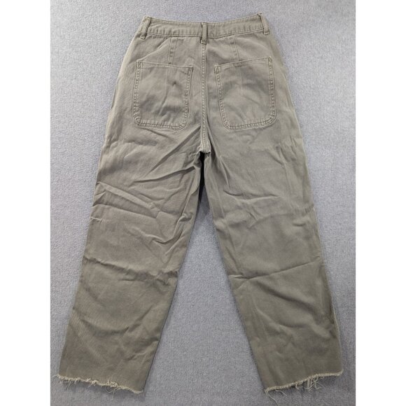 Asos Design Jeans Womens Size 4 Gren High Rise Wide Leg Raw Hem Cuff 100% Cotton - Picture 9 of 13